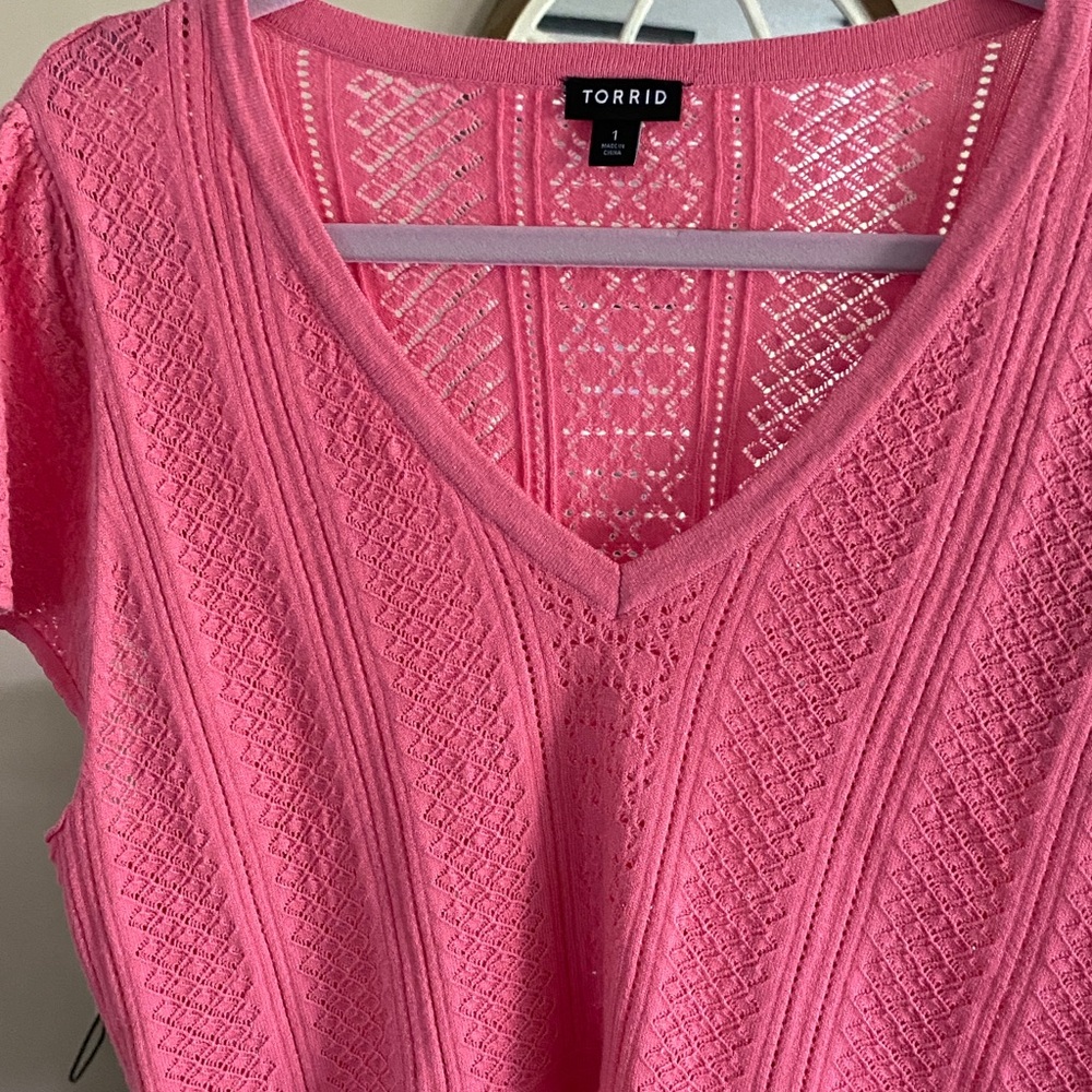 Torrid Pink Ribbed Blouse - Picture 3 of 6